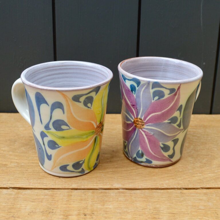 Tall Mugs Sunflower and Blue/Violet
